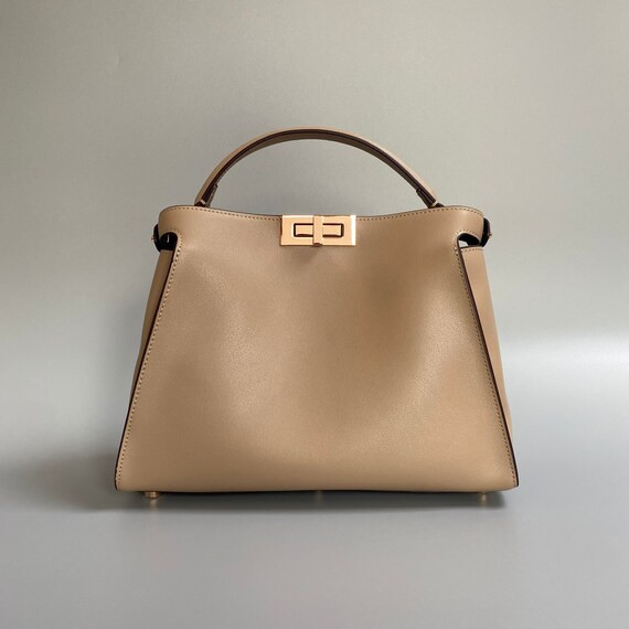 Small Chic Smooth Genuine Leather Handbag With Contrast Colour | Etsy | Etsy (US)