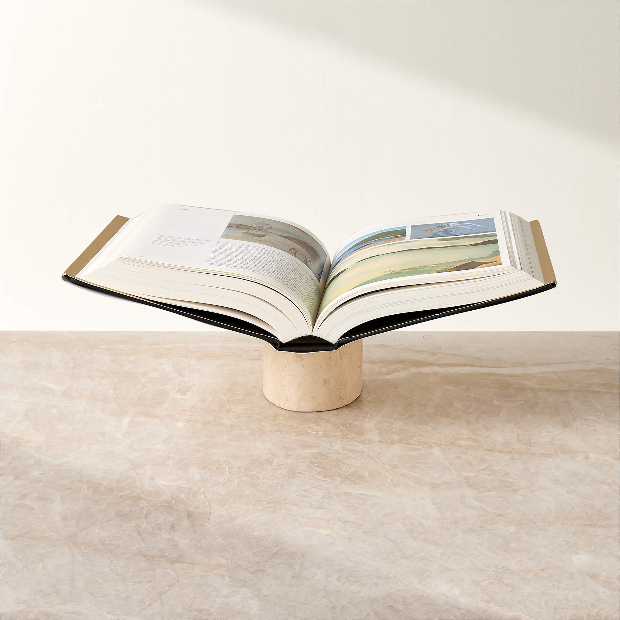 Aimes Brass and Travertine Bookstand + Reviews | CB2 | CB2