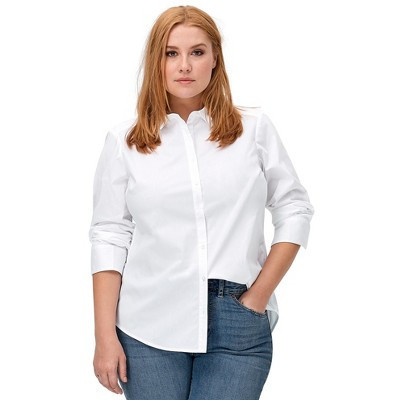 ellos Women's Plus Size Button Down Shirt - 32, White | Target