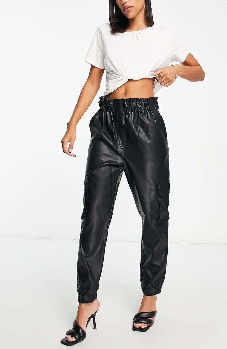 Miss Selfridge Faux Leather Cargo Trousers | Nordstrom | Nordstrom