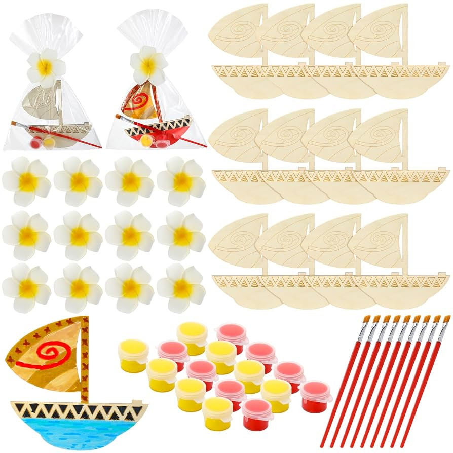 12 Sets Paint Your Own Island Princess Party Favors DIY Wood Painting Craft Kit Themed Birthday P... | Amazon (US)