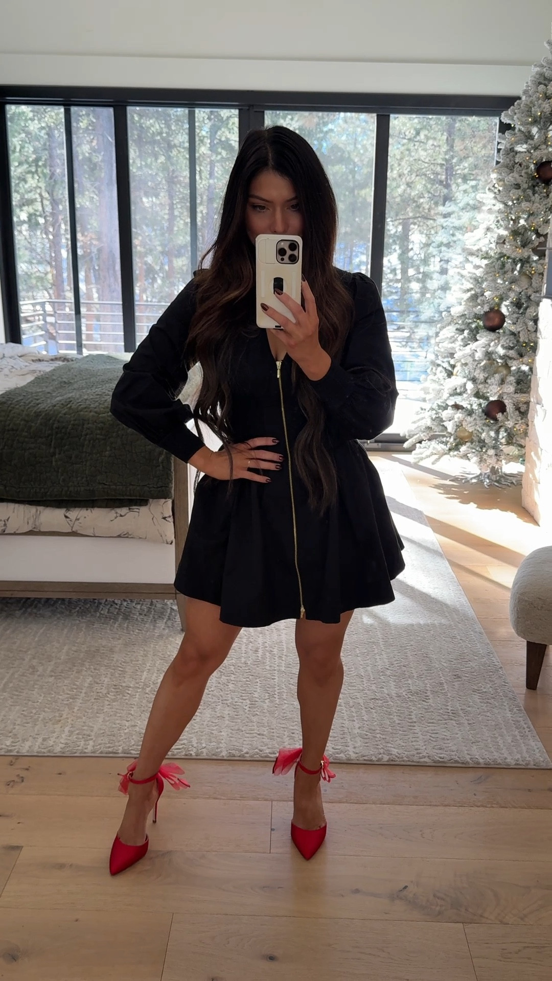 My holiday Christmas outfit! Wearing an XS in the dress. Throw some leggings tights on and a pair of boots and would be cute on those cold days. These heels are amazing! True to size and available in so many colors. I have a pair from the same brand that has lasted me 4 years. So the quality is there! 

#LTKHoliday #LTKStyleTip #LTKHome