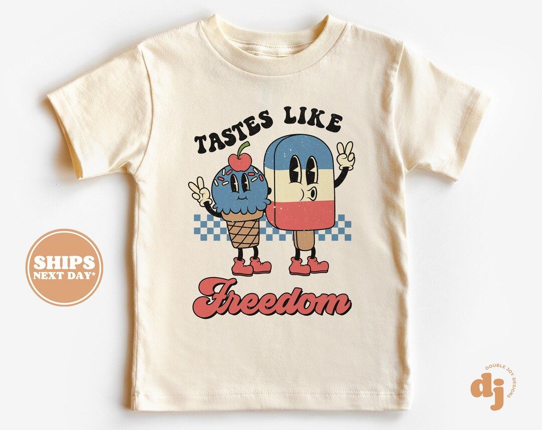 Toddler T-shirt - Tastes Like Freedom 4th of July Memorial Day Kids TShirt - Retro Natural Infant... | Etsy (US)