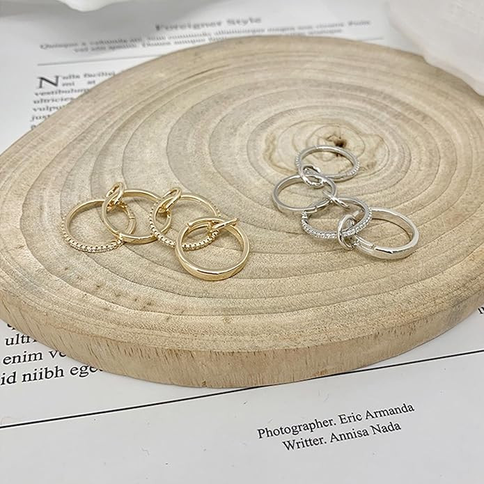 MIFYNN Gold Stacking Rings for Women Non Tarnish Dainty 18K Gold Plated 4 Rings Set Open Stackabl... | Amazon (US)