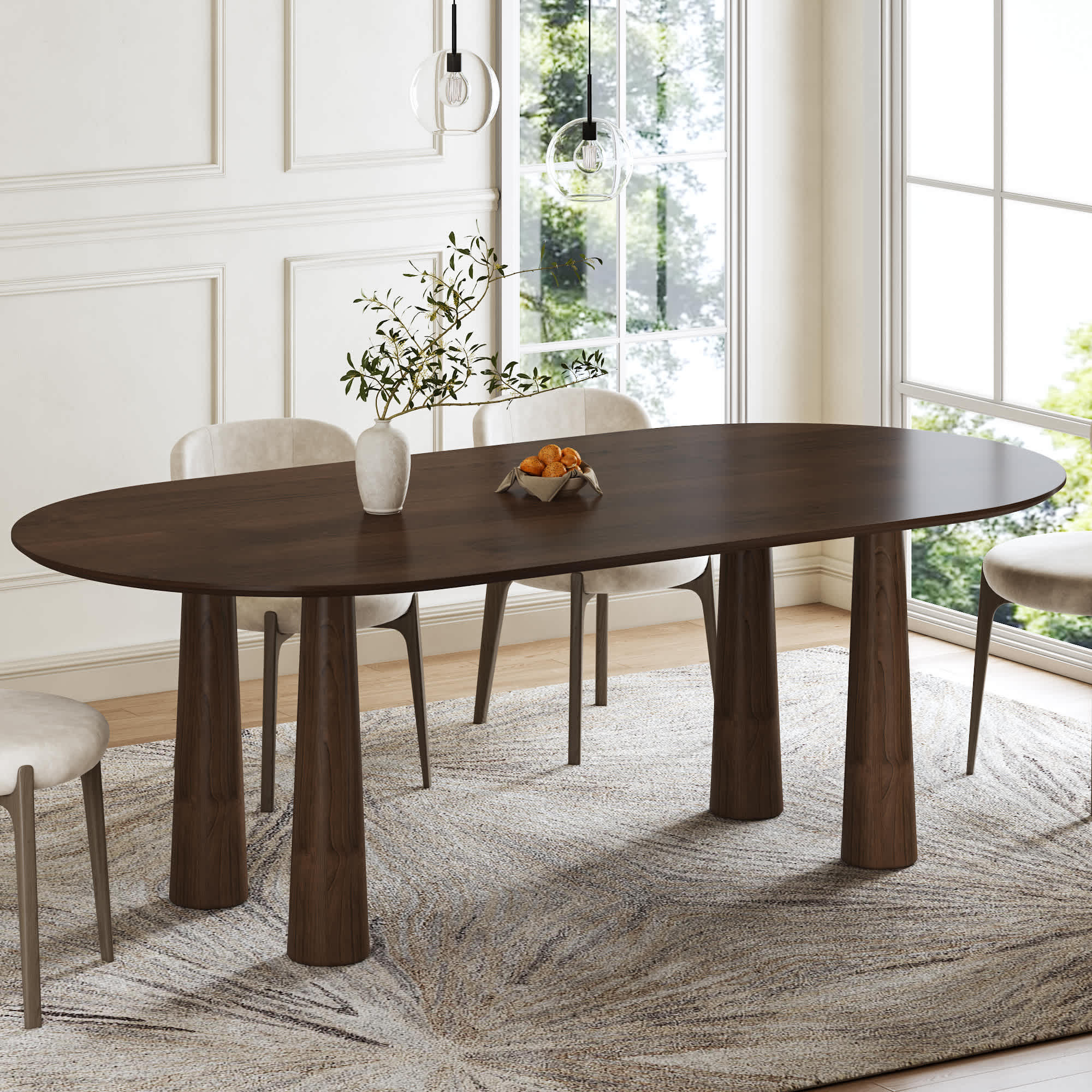 Dovelina Solid Wood Modern Dining Table Kitchen Table with 4 Legs for 6 People 79-in Lx30-in H | LS0102-093009 | Lowe's
