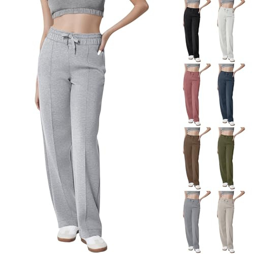 Women Wide Leg Sweatpants AirEssentials Track Pant Baggy Straight Leg Sweatpants with Pockets Y2K Plus Size Flare Sweatpants Casual High Waist Drawstring Cotton Sweatpants Women Sweatpants | Amazon (US)