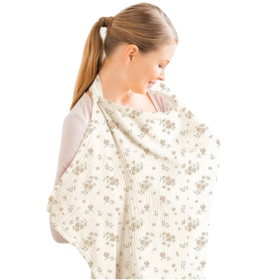 Konssy Muslin Nursing Cover for Baby Breastfeeding, Breathable 100% Cotton Breastfeeding Cover wi... | Amazon (US)