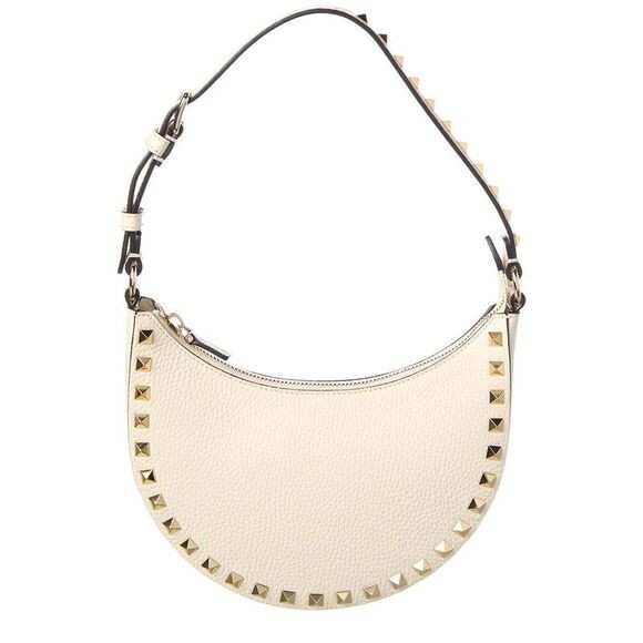 Valentino Rockstud Mini Grainy Leather Hobo Bag, White | Poshmark