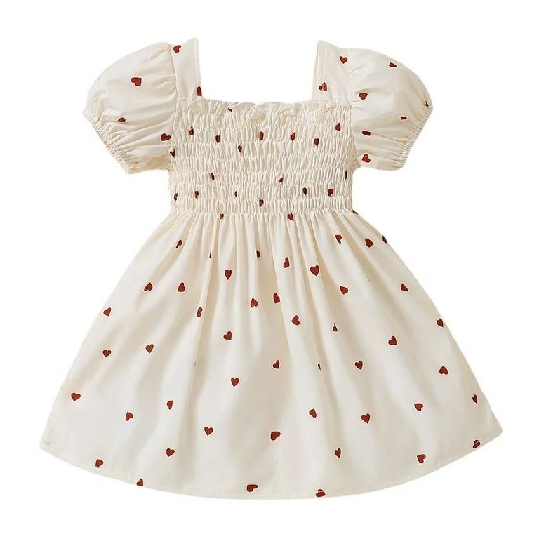 TAIAOJING Baby Girl Dress Summer Toddler Short Bubble Sleeve Print Princess Dress Outfits Girl Cl... | Walmart (US)