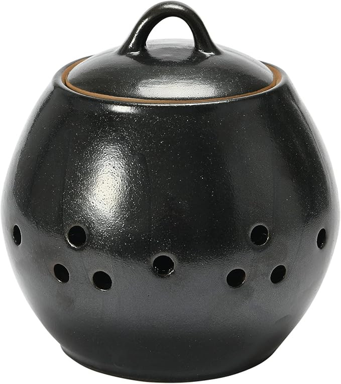 Creative Co-Op Stoneware Jar w Reactive Glaze, Black Garlic Keeper, 6.25" | Amazon (US)