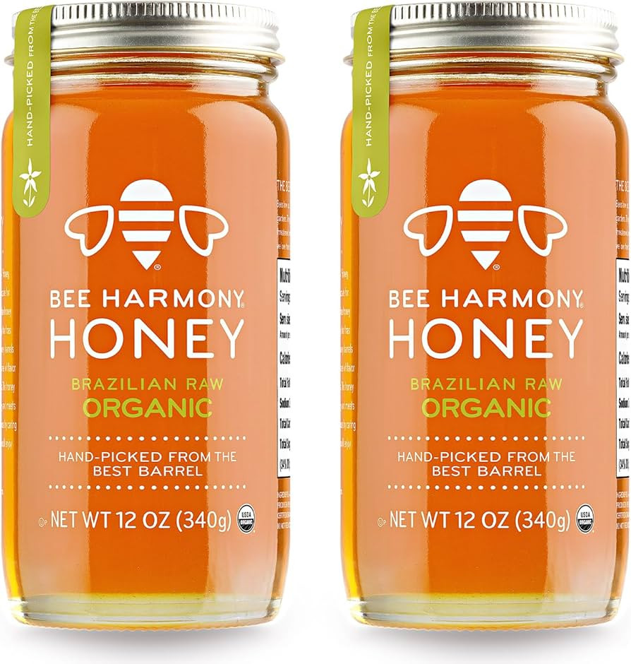 Bee Harmony Organic Raw Honey, 12 OZ (Pack of 2 Jars) | Amazon (US)