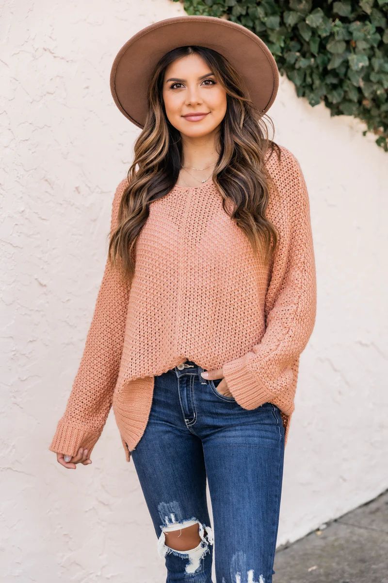 The One I Want Dolman Sleeve Sweater Orange | The Pink Lily Boutique