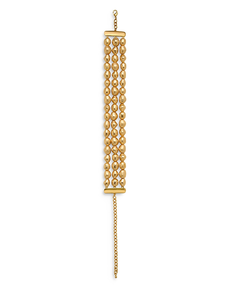 Cult Gaia Nora Gold Foil Wood Bead Triple Row Choker Necklace in Gold Tone, 10.4-15.9 | Bloomingdale's (US)