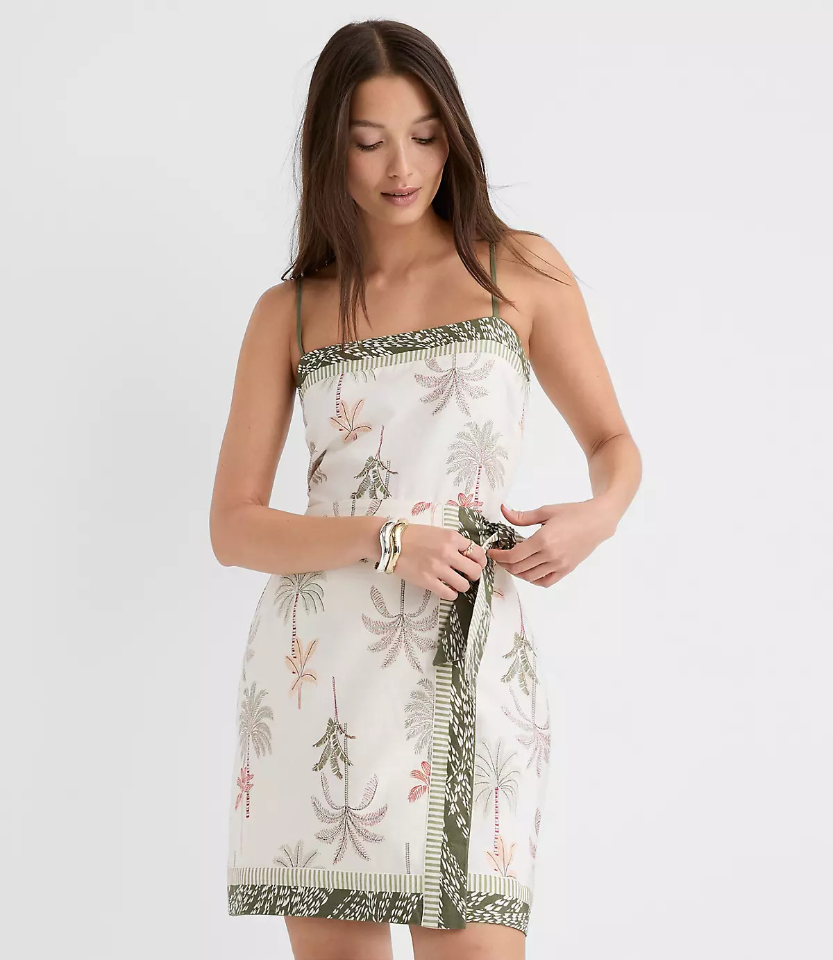 Palm Linen Cotton Sarong Mini Dress | LOFT