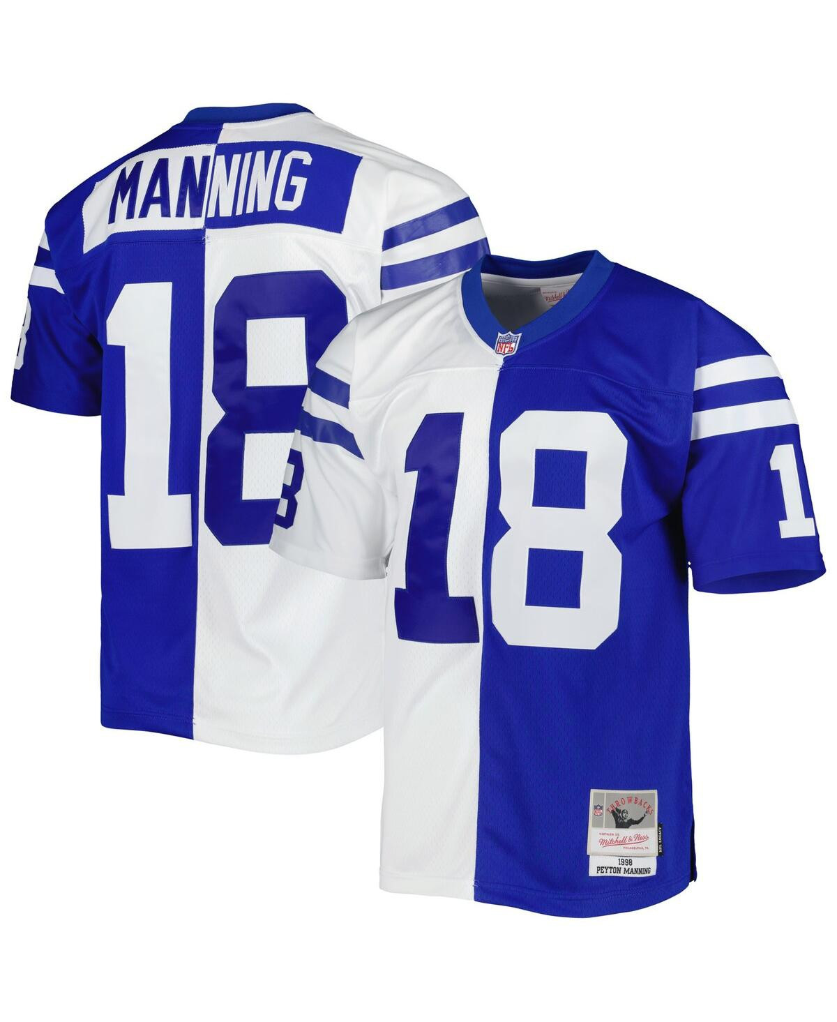 Men's Mitchell & Ness Peyton Manning Royal, White Indianapolis Colts 1998 Split Legacy Replica Jersey - Royal, White | Macy's