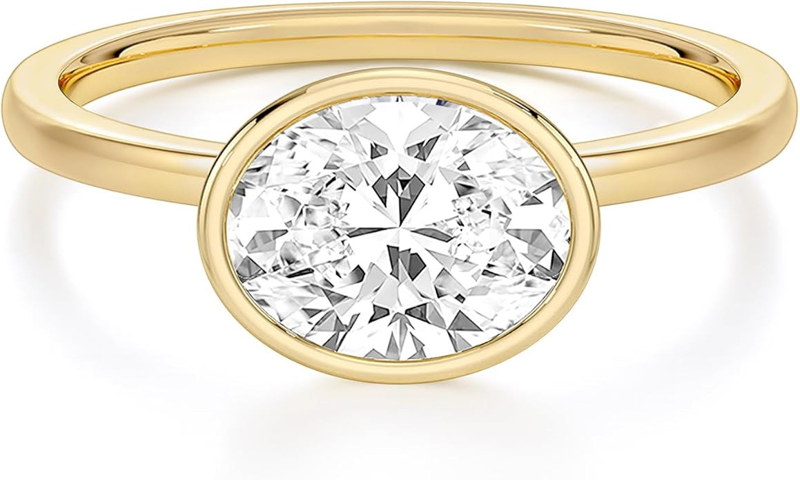 EAMTI 3CT Engagement Rings for Women Oval Cut CZ Solitaire Promise Wedding Bands Travel Bezel Eas... | Amazon (US)