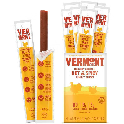 Snack Sticks by Vermont Smoke & Cure - Hot & Spicy – Turkey – Healthy Meat Protein – 1oz Jerky Sticks – 24 count carton | Target
