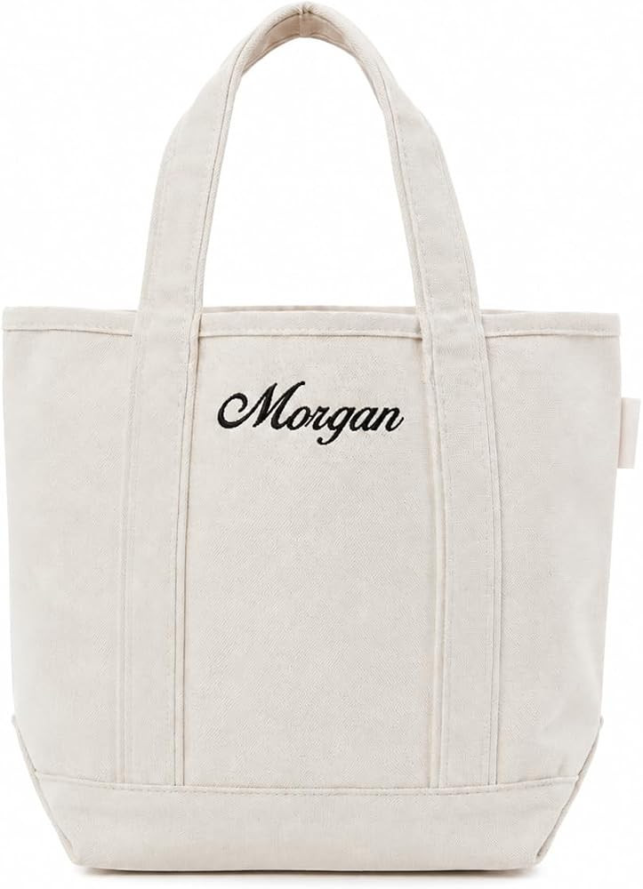 Up2ournecksinfabric Personalized Embroidered Canvas Tote Bag for Women, Custom Name Mini Tote Bag... | Amazon (US)