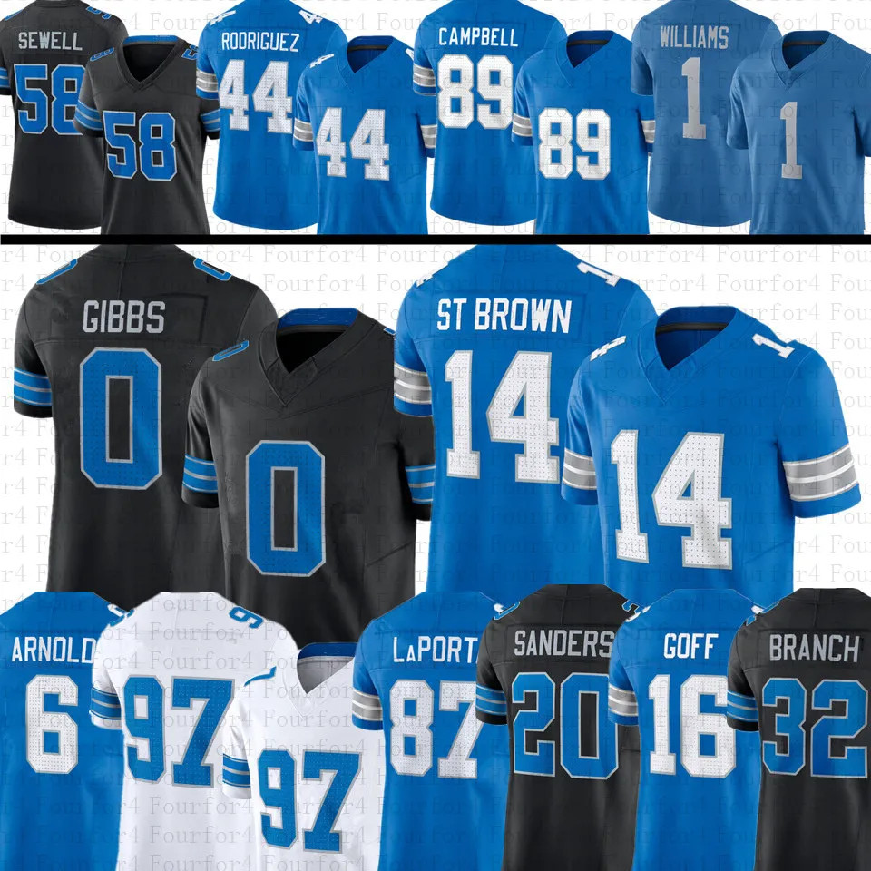 Amon-Ra St Brown 0 Jahmyr Gibbs Football Jersey Sam Laporta Barry Sanders Jameson Williams Brian ... | DHGate