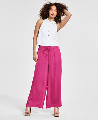 Bar III Women's Drawstring-Waist Wide-Leg Pants, Created for Macy's - Macy's | Macy's