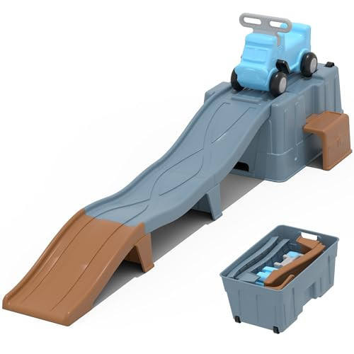 HAPPYMATY Up & Down Roller Coaster，Kids Ride On Toy，Toddler Push Car with Assembled Race Track & Storage Base Box, Indoor Outdoor Playset | Amazon (US)