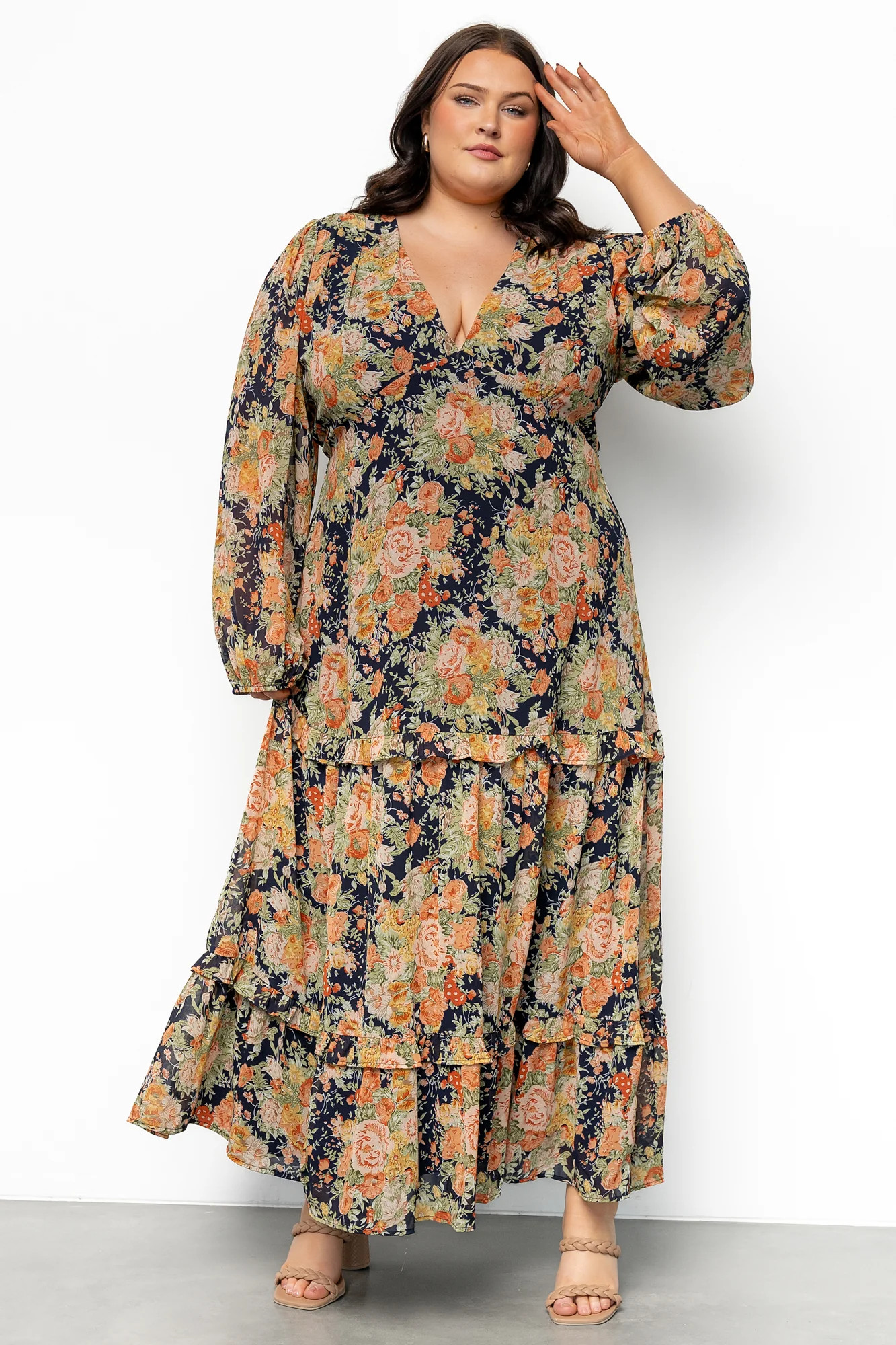 Bowman Deep V Maxi Dress | Navy Floral | Baltic Born