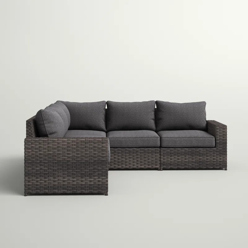 Humnoke 91'' Wide Outdoor Wicker Patio Sectional with Cushions | Wayfair North America