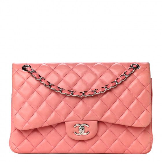 CHANEL Lambskin Quilted Jumbo Double Flap Pink | Fashionphile
