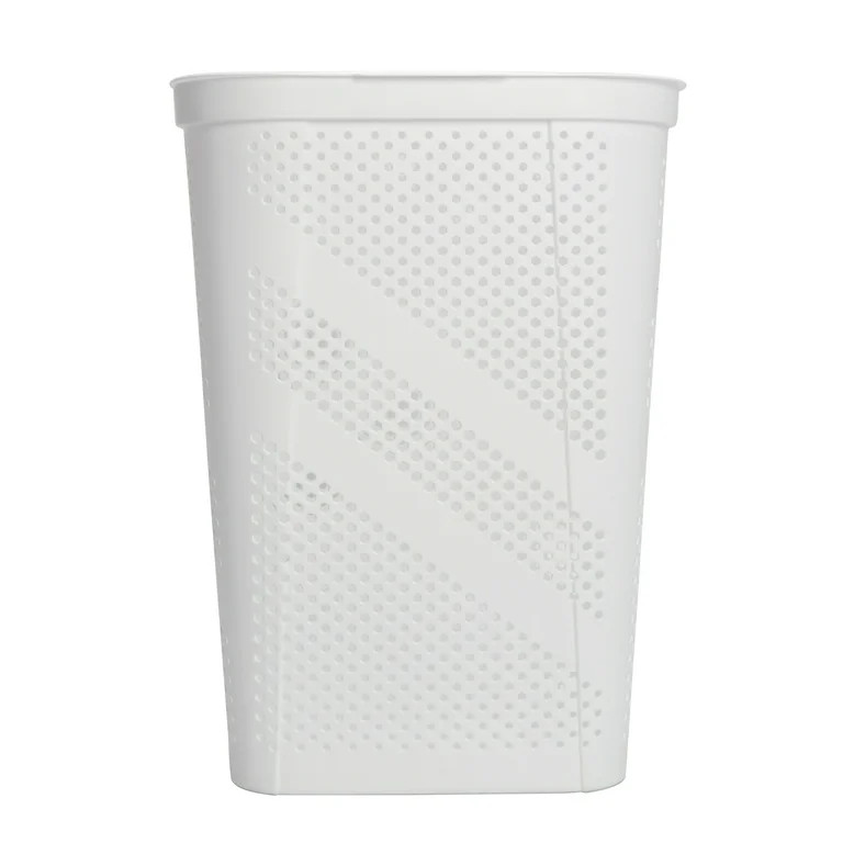 Mainstays 24" Plastic Hinged-Lid Rectangle Laundry Hamper, All Ages, White | Walmart (US)