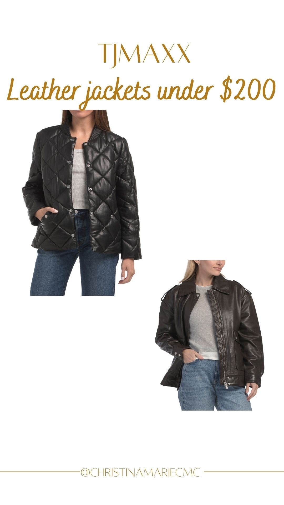 Tjmaxx leather jackets under $200 

#LTKSeasonal #LTKSaleAlert