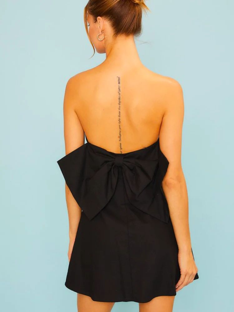 Margaux Bow Back Mini Dress - Black | Confête