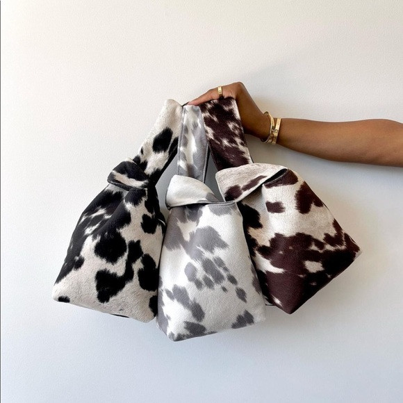Brown and white Cow Suede Yaito Knot bag | Poshmark