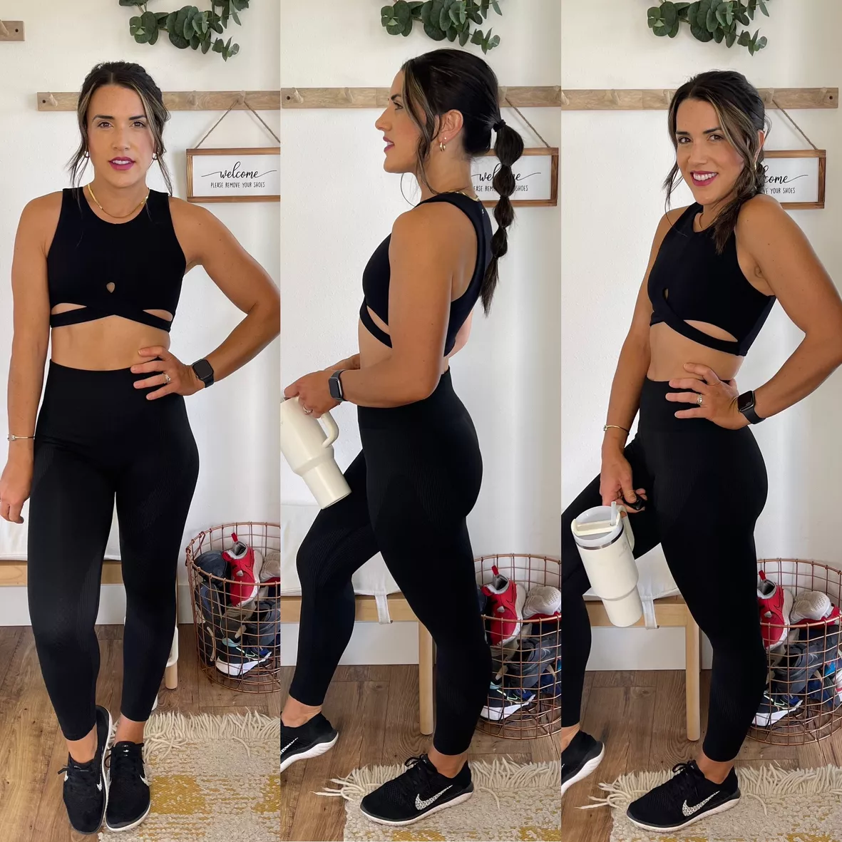 Fitness Active Woman In Leggings Taking Off Tracksuit Jacket Look