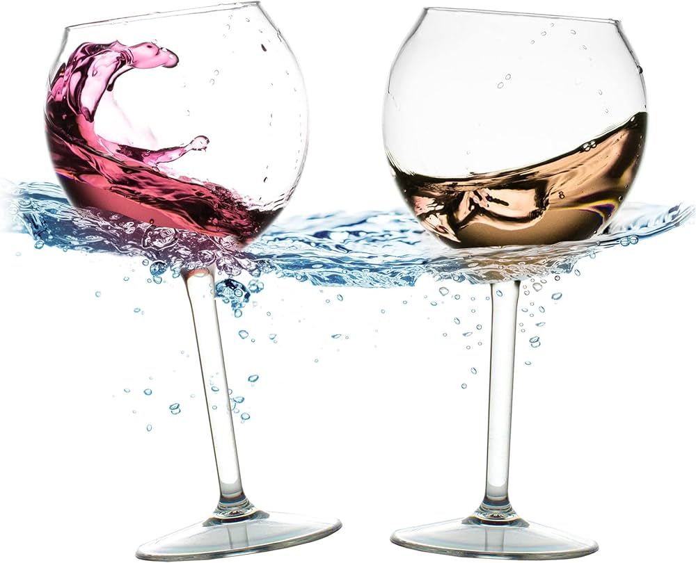 Floating Wine Glasses for Pool (18 Oz | Set of 2) That Float | Shatterproof Poolside Wine Glasses... | Amazon (US)