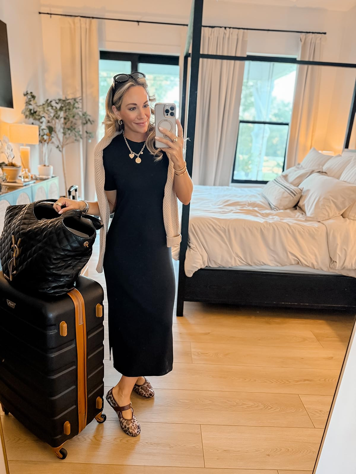 Amazon travel outfit // wearing an xs in t-shirt dress and runs tts. Fabric is so soft and stretchy. These flats are SO comfortable! they have amazing cushion. 

 #LTKCon #LTKStyleTip #LTKTravel