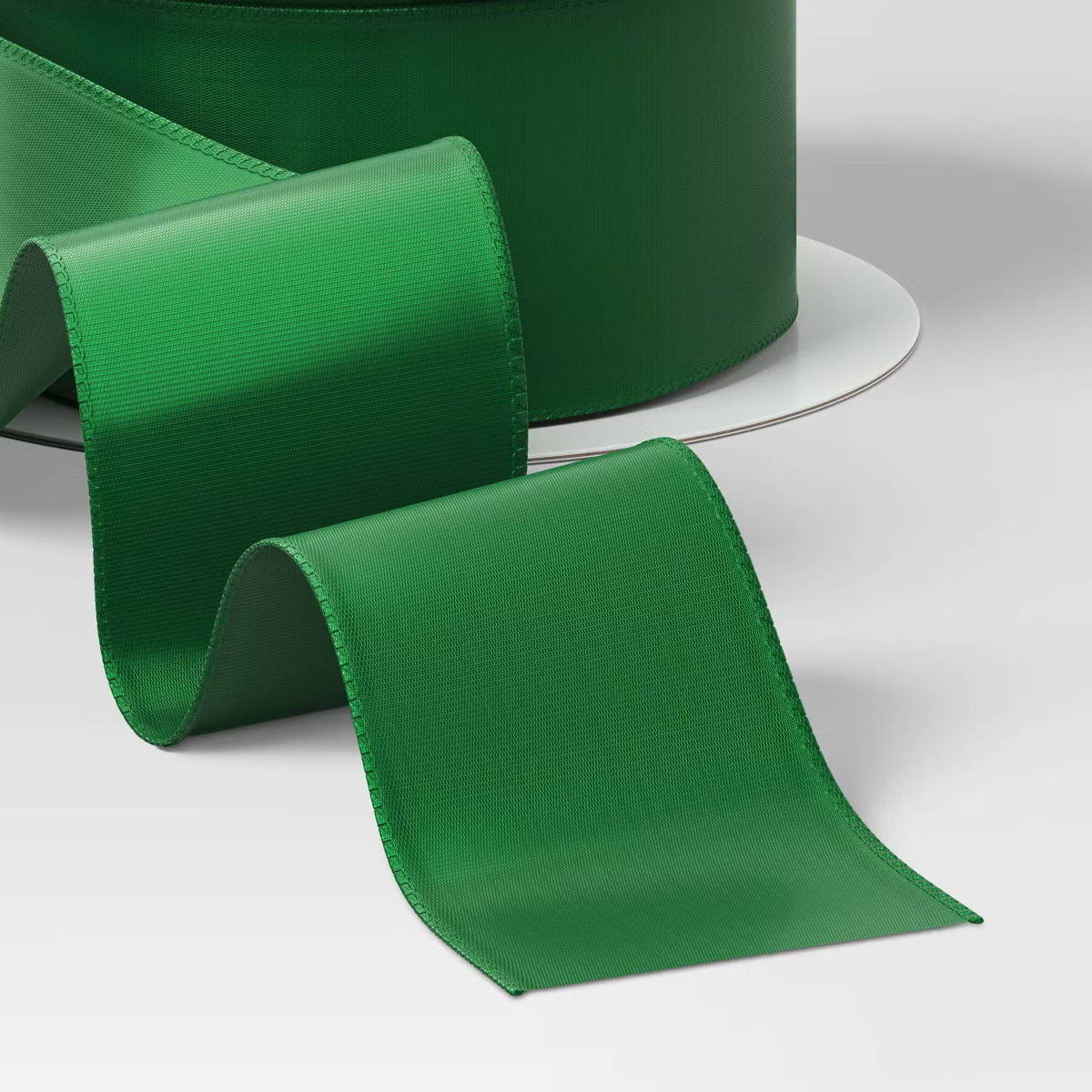 1.5" Satin Fabric Christmas Ribbon 36' Dark Green - Wondershop™ | Target