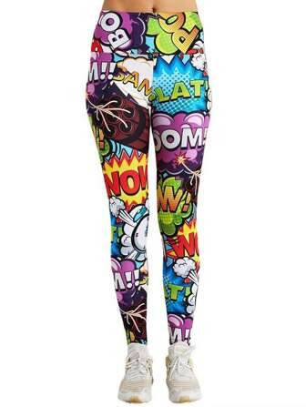 Hot & Sexy Dames Geprint Yoga legging Kleurrijk Spotprent Geprint Hoge taille Fitness Training Yo... | SHEIN