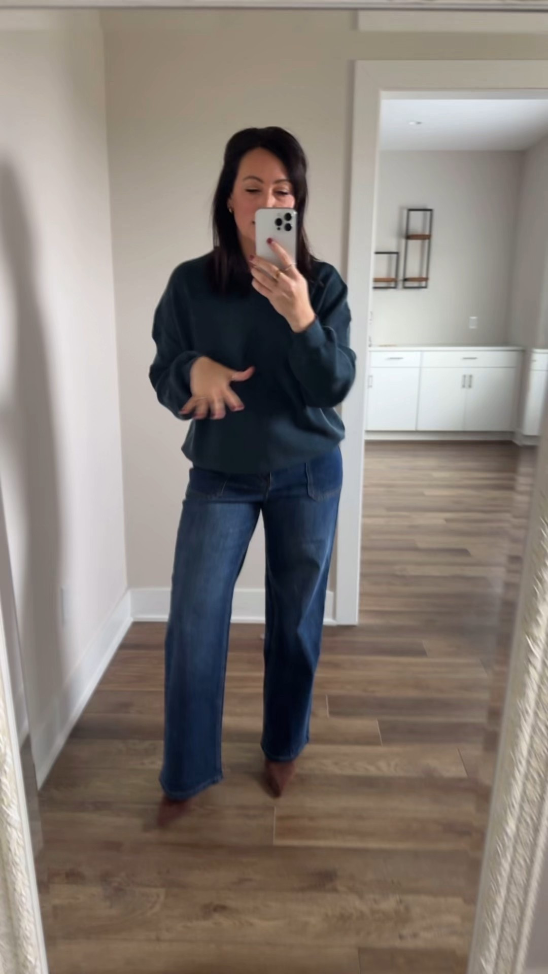 • medium sweater 
• medium regular length denim 

#LTKGiftGuide #LTKFindsUnder50 #LTKHoliday