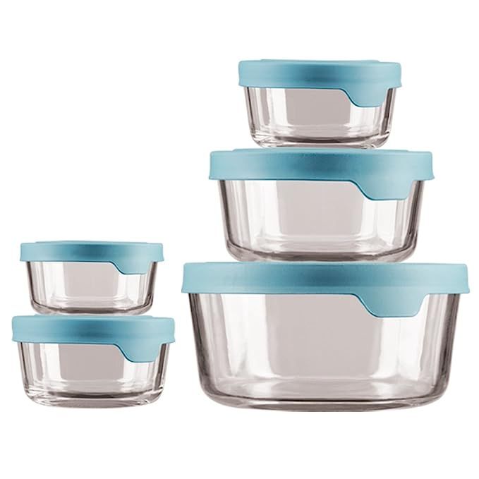 Anchor Hocking TrueSeal Glass Food Storage Containers with Airtight Lids Mineral Blue - 13397ECOM | Amazon (US)