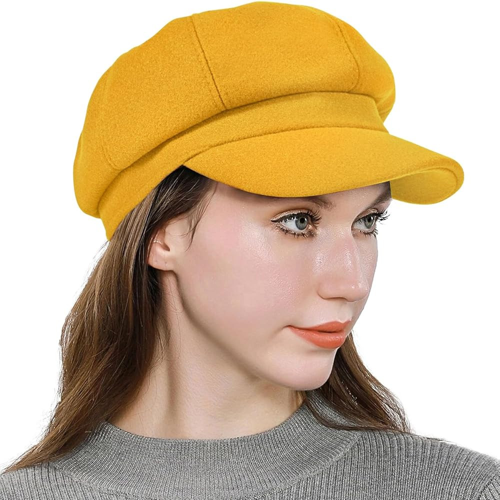 Women’s Newsboy Cap Wool Blend Retro Solid Color Girls Fashion Gatsby Cabbie Visor Beret Hat | Amazon (US)