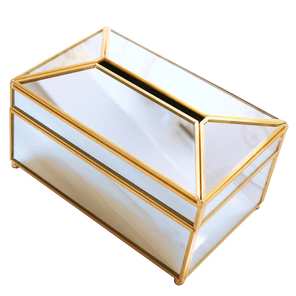European Style Metal Mirror Tissue Box Geometric Towel Napkin Container Holder C - Walmart.com | Walmart (US)