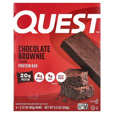 Quest Nutrition, Protein Bar, Chocolate Brownie, 4 Bars, 2.12 oz (60 g) Each | iHerb