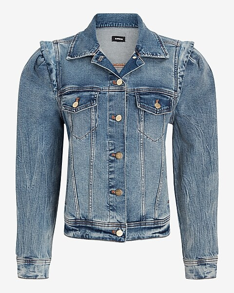 Puff Sleeve Denim Jacket | Express