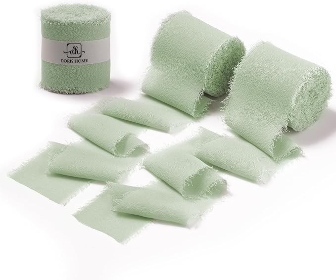 DORIS HOME Sage Green Chiffon Ribbon for Flower Bouquet, 2" x21Yd Fabric Ribbon for Gift Wrapping... | Amazon (US)