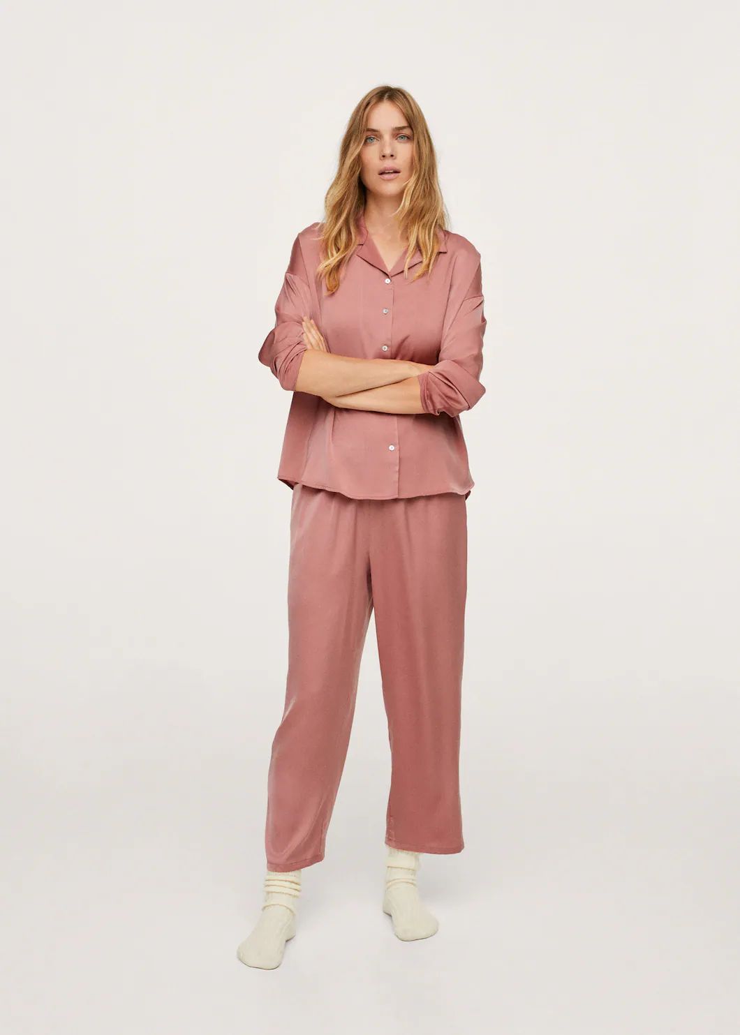 Satin pyjama shirt | MANGO (US)