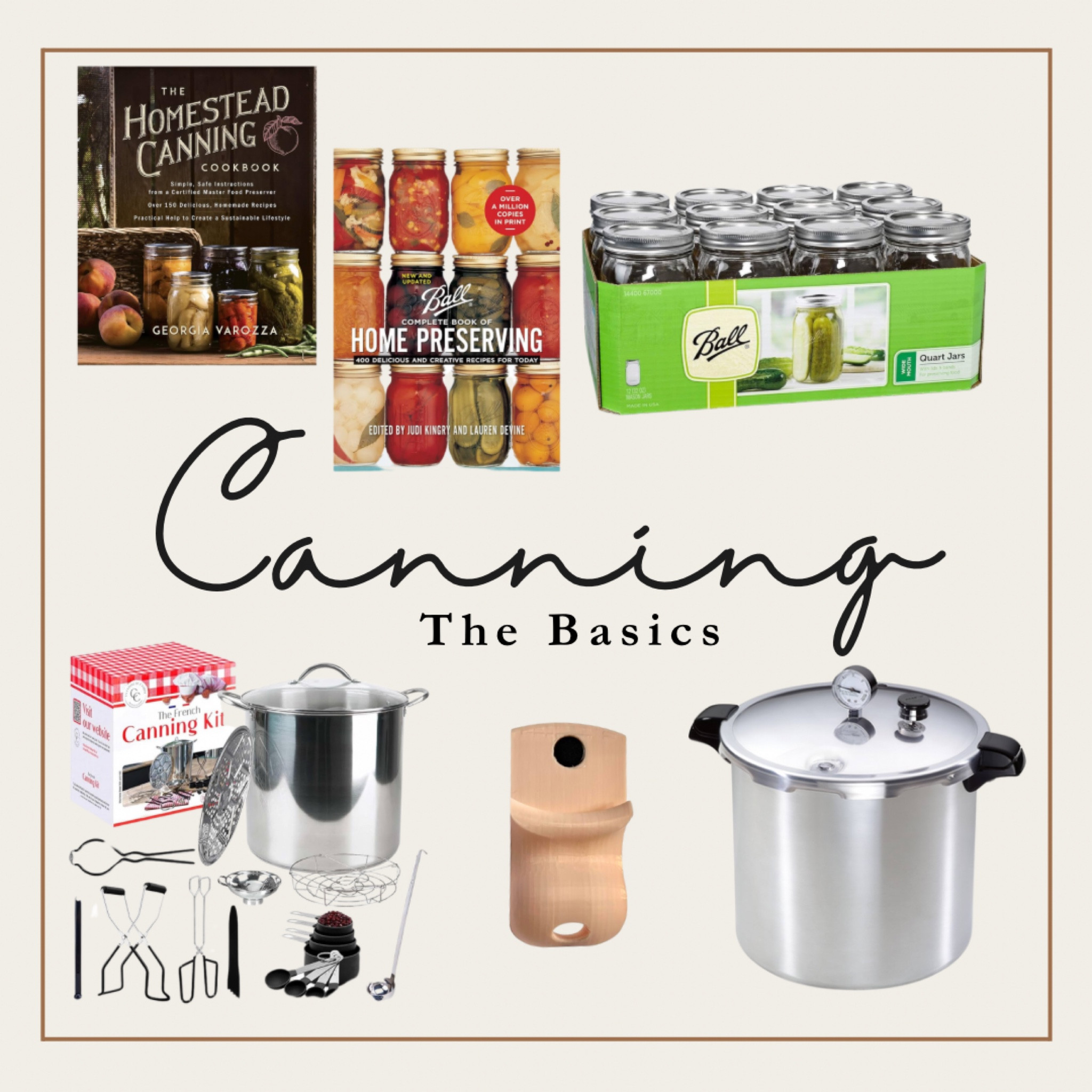 Basic canning supplies whether doing water bath canning or pressure cooker canning here are the basics.

#LTKU #LTKFamily #LTKHome