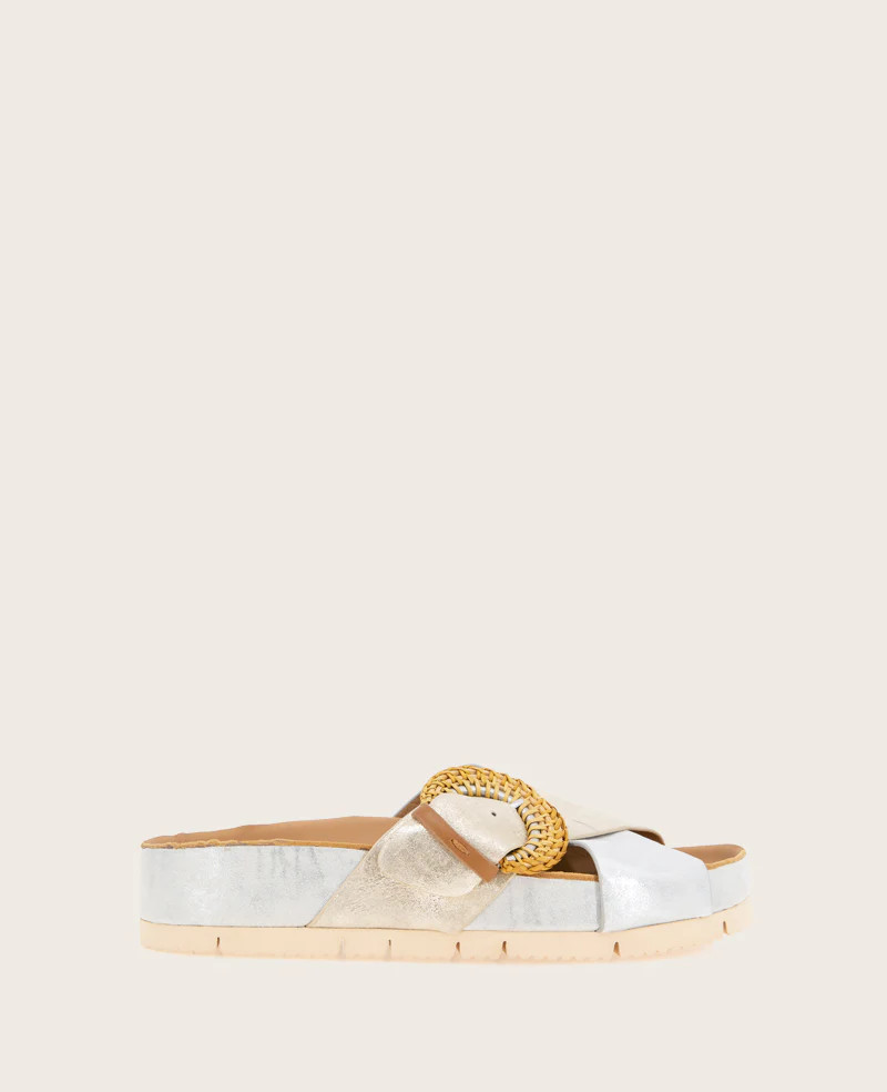 GENTLE SOULS - Louisa X Band Metallic Combo Platform Slip On | Kenneth Cole