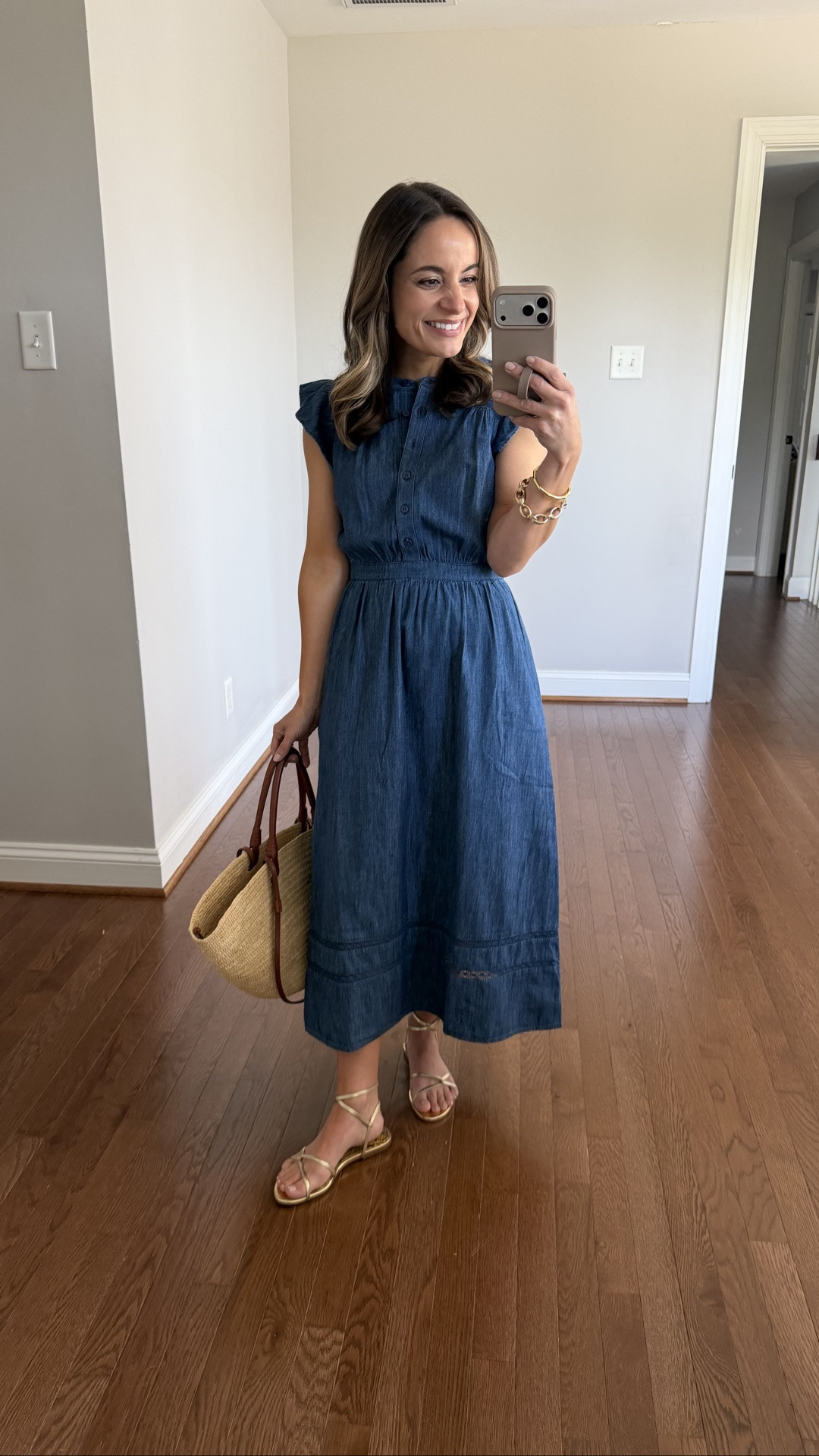 Love this cute chambray dress from Nordstrom. It’s not petite but is still well proportioned. True to size, I’m wearing xxs. 

Dress: xxs
Sandals: true to size 

Perfect for casual summer days, vacations, and end of the school year celebrations and graduations!