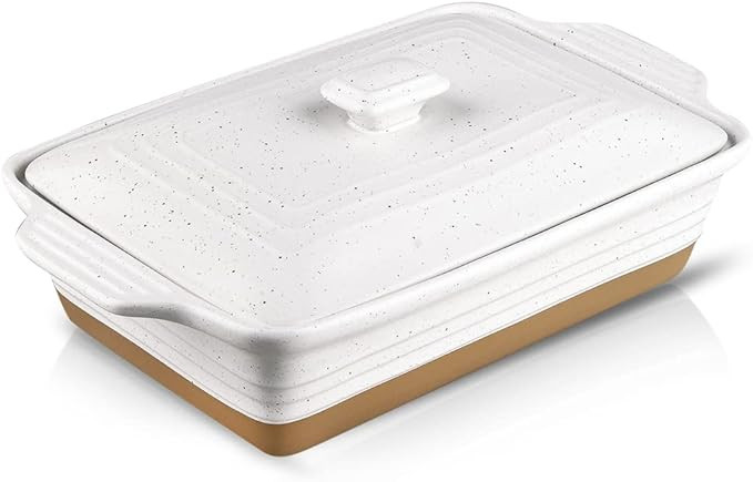 HVH Ceramic Casserole Dish with Lid Oven Safe, 9x13 Casserole Dish, Covered Rectangular Casserole... | Amazon (US)