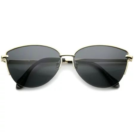 sunglassLA Unisex Modern Fashion Oval Semi-Rimless Metal Wire Frame Cat Eye Sunglasses (Gold / Smoke | Walmart (US)